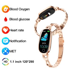 2025 New Health Guardian Smart Watch 1.1" HD - Answer/Call & Blood Oxygen/BP Monitor, IP67 Showerproof Fitness Tracker (Color: Rose gold)