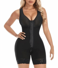 Fajas Colombianas Shapewear for Women Tummy Control Post Surgery Full Body Shaper Butt Lifter with Zipper Crotch skimsbodysuits solleonnewfajascu (Color: Black, size: XL)